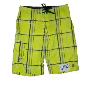 Buckle BKE Sport Men's Size 30 Board Shorts Slim Fit Neon Yellow Plaid